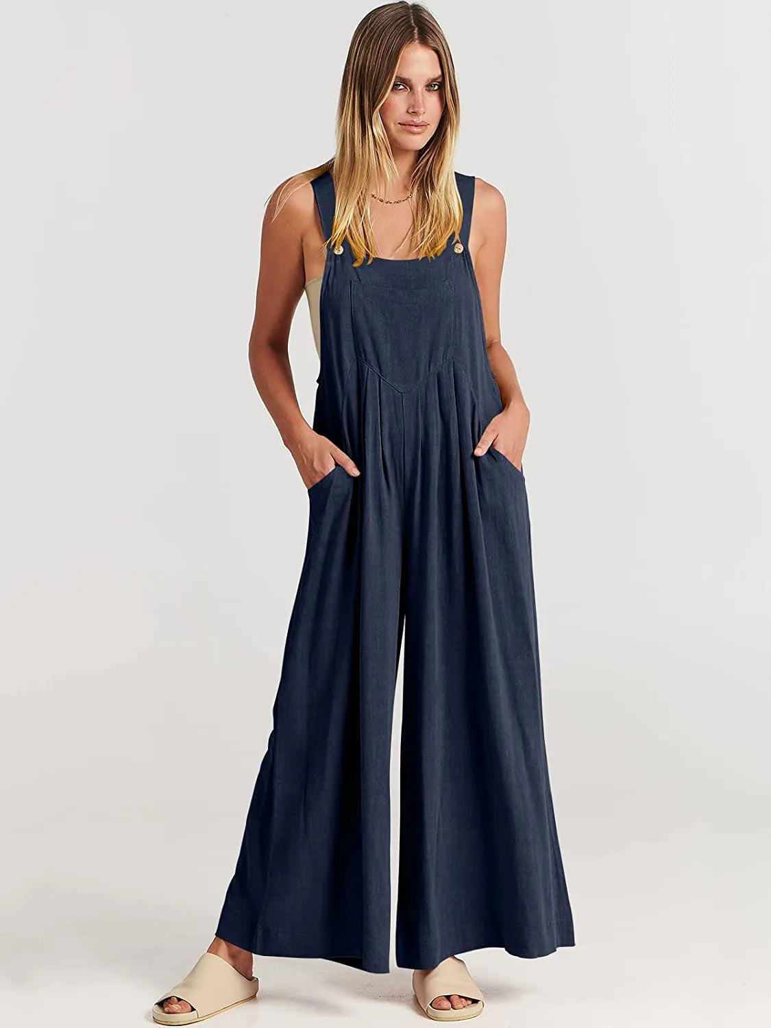 CurveChic® | Plus Size Wide Leg Overalls Jumpsuit (30% OFF) - Haeria