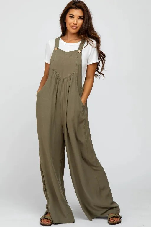 CurveChic® | Plus Size Wide Leg Overalls Jumpsuit (30% OFF) - Haeria