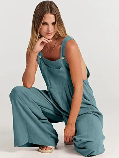 CurveChic® | Plus Size Wide Leg Overalls Jumpsuit (30% OFF) - Haeria