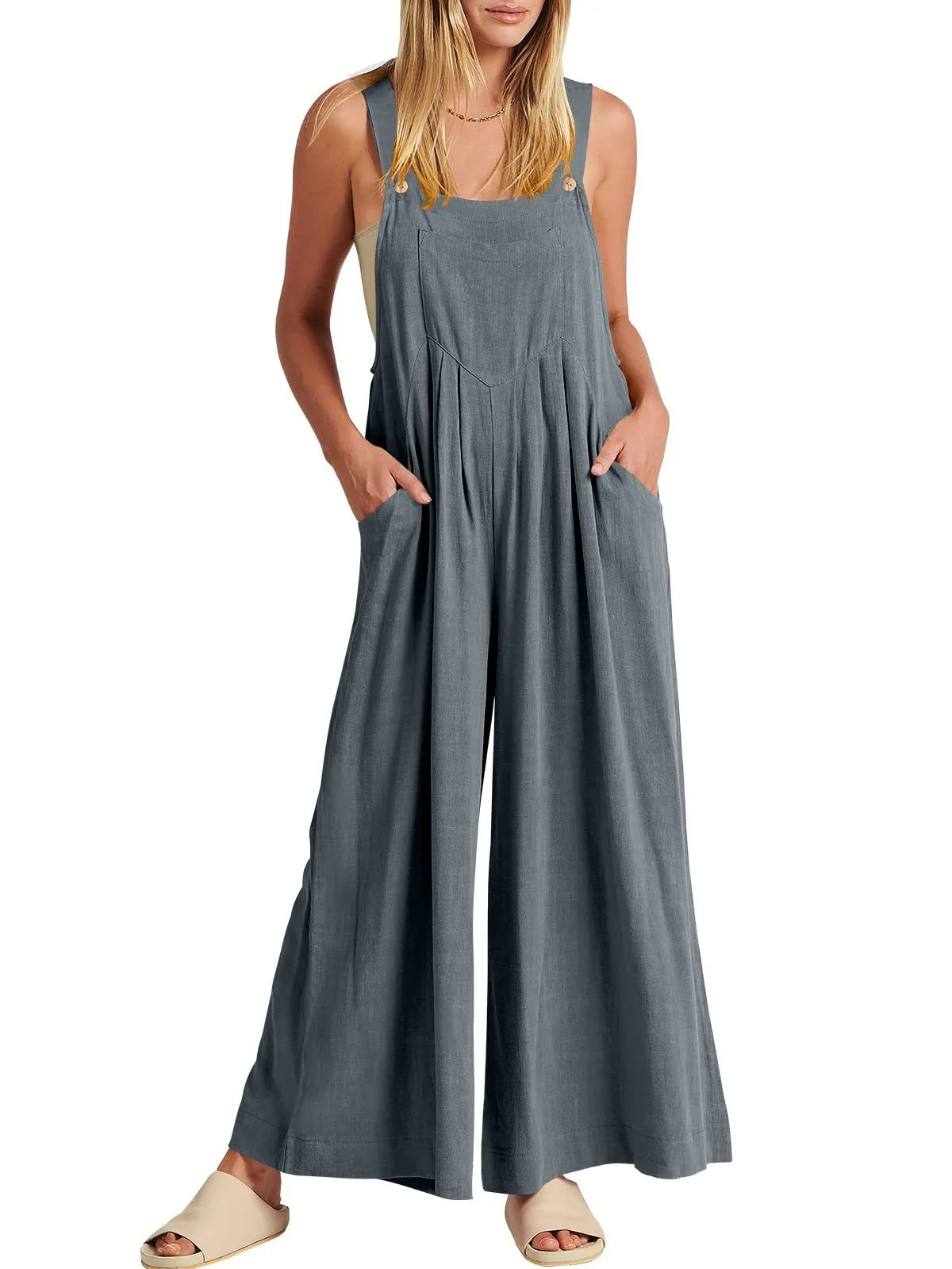 CurveChic® | Plus Size Wide Leg Overalls Jumpsuit (30% OFF) - Haeria